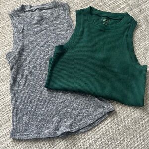 American Eagle Knit Sleeveless Tops - Green and Gray